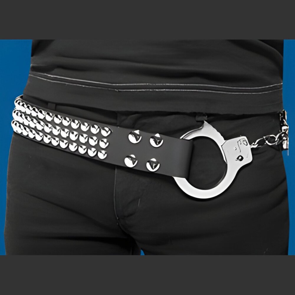 Handcuff 3-Row Dot Stud Punk Rock Belt by Nemesis Leather - Brand New Deadstock